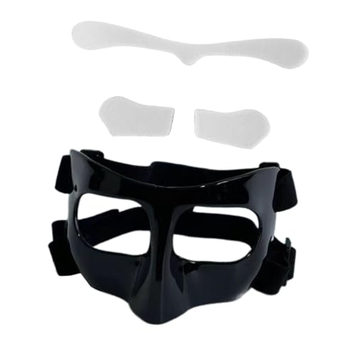 Perfeclan Basketball-Maske, Gesichtsschutz für gebrochene Nasen beim Sport mit Polsterung, Gesichtsschutzmaske Basketball Nasenschutz für Fußball, Softball, Schwarzer transparenter Aufkleber von Perfeclan