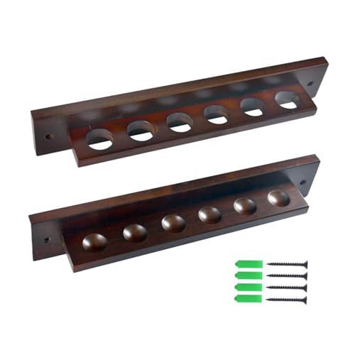 Perfeclan Billard-Stick-Halter, Wandhalterung, Queue-Ständer, praktischer 6-Queue-Halter aus Holz, 6 Pool-Queue-Wandregal für Billardzimmer, Spieler- von Perfeclan