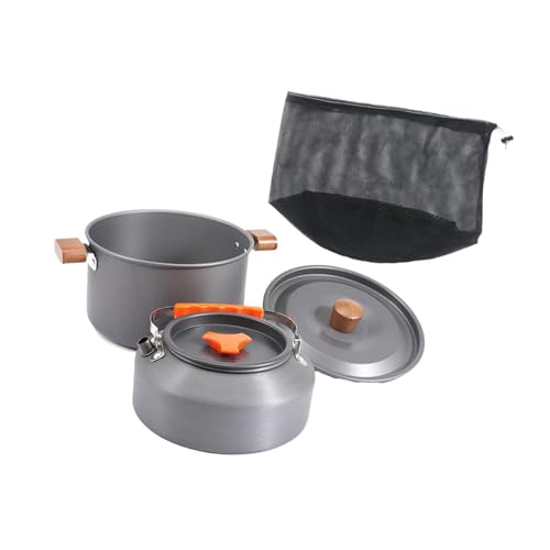 Perfeclan Camping-Kochgeschirr, Suppentopf, tragbares Zubehör, Wasserkocher, Aluminium-Kaffeekanne, Outdoor-Kochausrüstung für Reisen, Outdoor-Camping, Wandern, mit 1.6l Kaffeekanne von Perfeclan