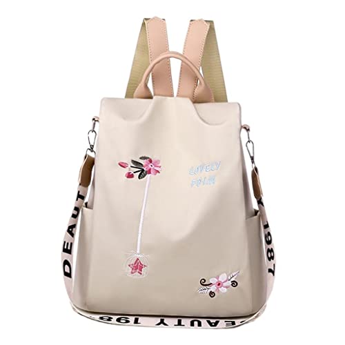 Perfeclan Damen Nylon Rucksack wasserdichte Oxford Tuch Rucksack für Frauen Teenager Schultaschen für Schultertasche, Beige Perfeclan Damen Nylon Rucksack wasserdichte Oxford Tuch Rucksack für Frauen Teenager Schultaschen für Schultertasche, Beige von Perfeclan