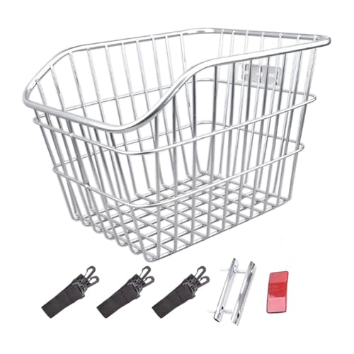 Perfeclan Fahrradkorb hinten, Fahrradgepäckbehälter, praktischer Fahrradgepäckträgerkorb aus Eisendraht, Fahrradaufbewahrungskorb zum Fahren von Fahrrädern für, Silber ohne Deckel Perfeclan Fahrradkorb hinten, Fahrradgepäckbehälter, praktischer Fahrradgepäckträgerkorb aus Eisendraht, Fahrradaufbewahrungskorb zum Fahren von Fahrrädern für, Silber ohne Deckel von Perfeclan