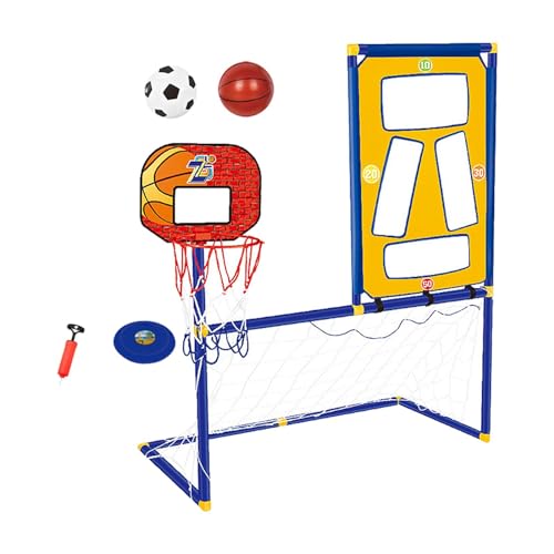 Perfeclan Fußballtor Basketballständer Disc Rack Sporttor Spielzeug, mit Rahmen Abnehmbares Lernspielzeug 3 in 1 Indoor Outdoor Indoor von Perfeclan