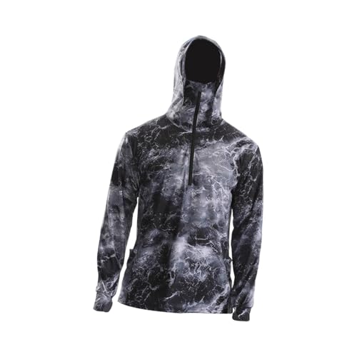 Perfeclan Herren Sonnenschutz Hoodie Shirt Angelshirt Sonnenshirts Dünn Schnelltrocknend Kapuzen Kühlshirt Jacke Rashguard zum Laufen, 2XL von Perfeclan