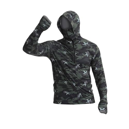 Perfeclan Herren Sonnenschutz Hoodie Shirt Kühlendes Shirt Jacke Atmungsaktives Angelshirt Rashguard für Männer zum Laufen Klettern Camping, M von Perfeclan