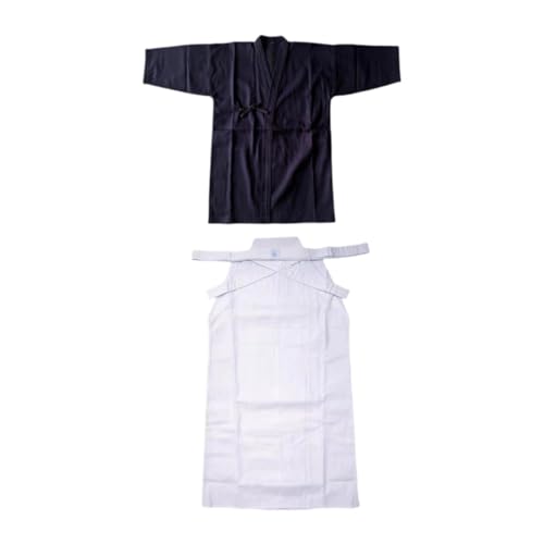 Perfeclan Japanisches Kendo-Uniform-Set Dobok Ninjas Iaido Erwachsene Kendo-Outfit Kimono Hakama, Blau und weiß, 180CM von Perfeclan