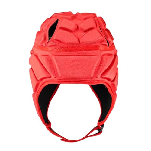 Perfeclan Rugby-Helm, Fußball-Kopfbedeckung, verstellbare weiche Polsterung, Anti-Kollisions-Schutzkappe, Football-Helm für Pitcher mit besonderen Bedürfnissen, Rot von Perfeclan
