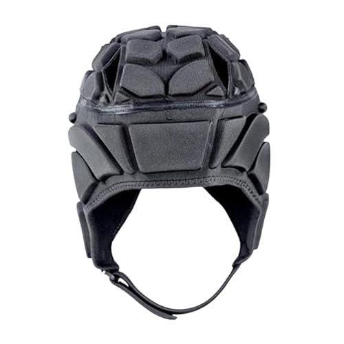 Perfeclan Rugby Helm Kinder, Gepolsterte Kopfbedeckung Rugby Helm Fußball Scrum Cap, Ultraleichter Rugby Kopfschutz Fußball Kopfbedeckung, Schwarz-55cm von Perfeclan