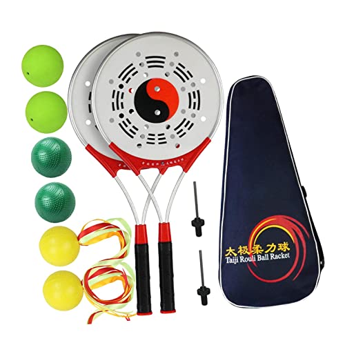 Perfeclan Tai Racket Ball Set Softball Fitness Taiji Rouli Ballschläger mit Aufbewahrungstasche für das Fitnesstraining für ältere Menschen, K einstellen von Perfeclan