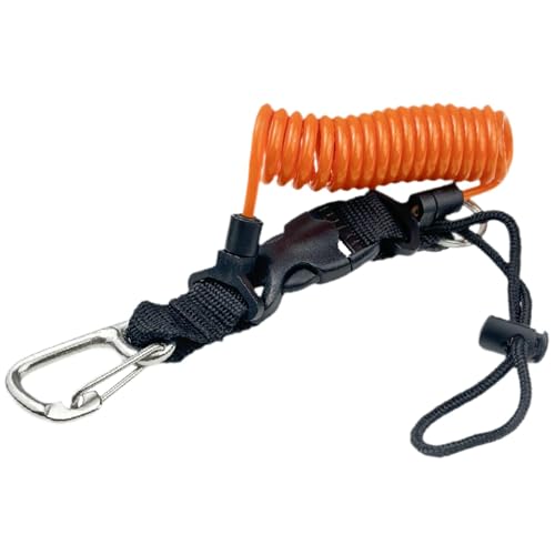 Perfeclan Tauch-Lanyard, Federgewickeltes Kamera-Lanyard, Edelstahl-Leine, Armband-Seil, Freitauch-Seil-Lanyard für Unterwasser, Orange von Perfeclan