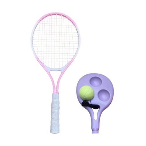 Perfeclan Tennis Ball Selbst üben Solo Training Leichtes Werkzeug Tennisschläger Tennis Rebounder Set für Park Hinterhof, Rosa Weiß von Perfeclan