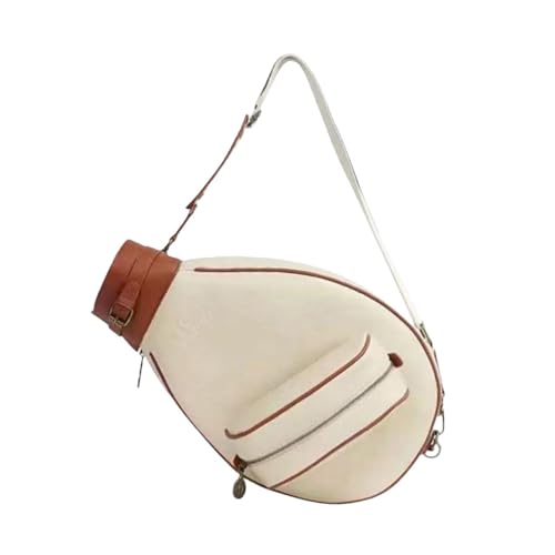 Perfeclan Tennis Crossbody Bag Verstellbarer Schultergurt vielseitige professionelle Erwachsene Sport im Freien Badminton Pickleball Bag tragen, Weiß Braun Perfeclan Tennis Crossbody Bag Verstellbarer Schultergurt vielseitige professionelle Erwachsene Sport im Freien Badminton Pickleball Bag tragen, Weiß Braun von Perfeclan