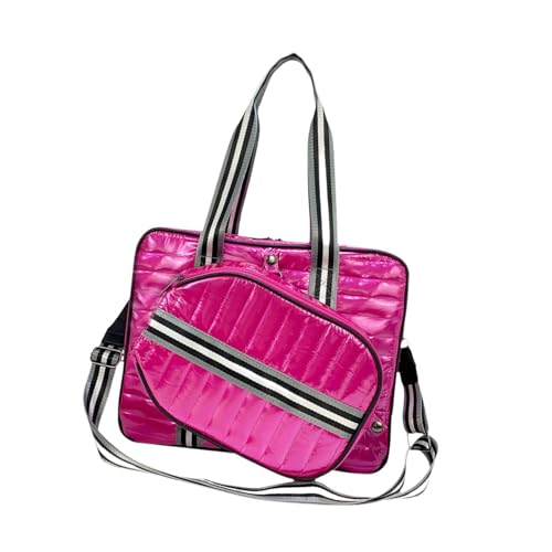 Perfeclan Tennistasche, tragbare Tennis-Einkaufstasche mit abnehmbarem Schultergurt, Tennisschläger-Umhängetasche, große Tennis-Handtasche, Schlägertasche, Rose Rot von Perfeclan