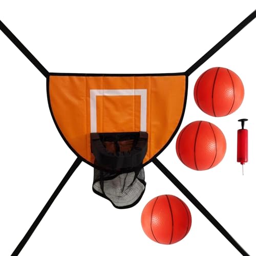 Perfeclan Trampolin-Basketballkorb, Trampolin-Zubehör zum Dunking, einfach zu montierender Basketballständer, leichte Grundplatte, Orange, mit DREI Bällen von Perfeclan