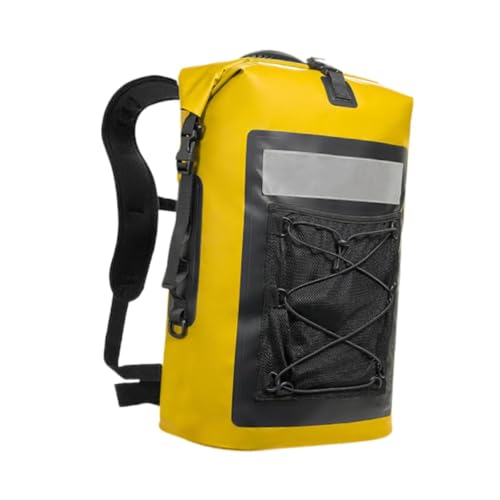 Perfeclan Wasserdichter Trockensack-Rucksack, Schwimmrucksack, 35 l, verdickter Schultergurt, Camping-Tasche, Aufbewahrungstasche für Outdoor-Rafting-Strand, Gelb von Perfeclan