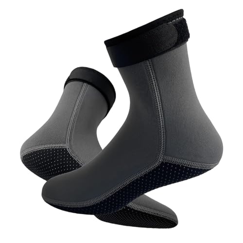 Perfeclan Wassersocken, Tauchsocken, 3 mm Neopren-Tauchstiefel, warme Schwimmsocken, Neoprenanzugsocken zum Schnorcheln, Grau, XXL von Perfeclan