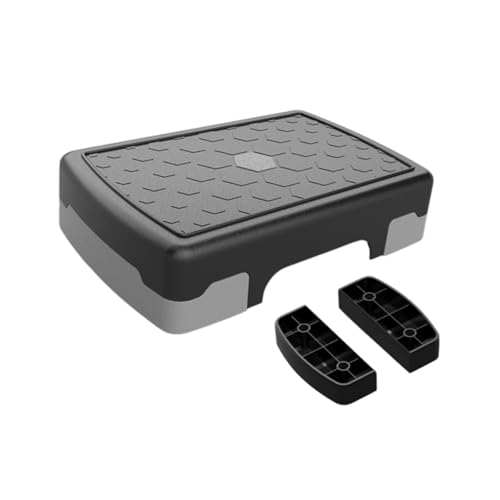 perfeclan Aerobic Stepper Balance Board, Rutschfester, platzsparender Übungs-Stepper, Workout-Stepper für Cardio-Home-Fitnesstraining, Grau Schwarz mit Riser von Perfeclan