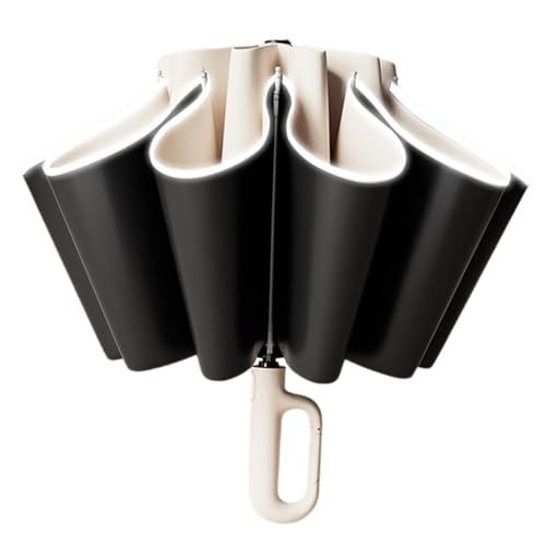 perfeclan Automatischer Taschenschirm, tragbarer, ultraleichter Regenschirm für Reisen, Outdoor, Biege von Perfeclan