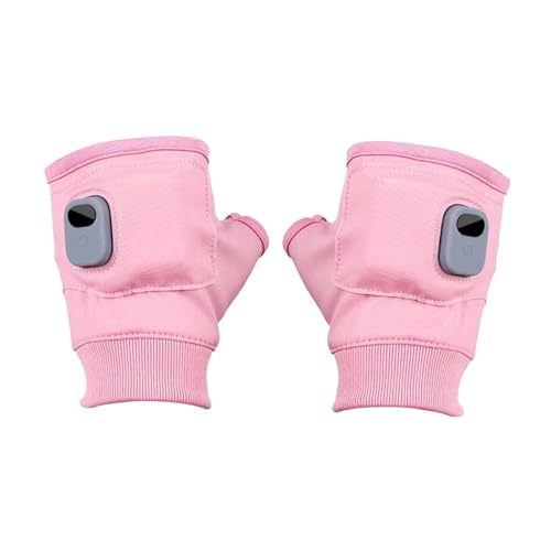 perfeclan Beheizte Handschuhe, fingerlos, per USB wiederaufladbar, Handwärmer für Schreibarbeiten, Rosa von Perfeclan