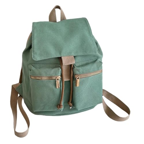 perfeclan Canvas-Rucksack, Verstellbarer Schultergurt, stilvoller, modischer, lässiger Tagesrucksack für Damen, GRÜN von Perfeclan