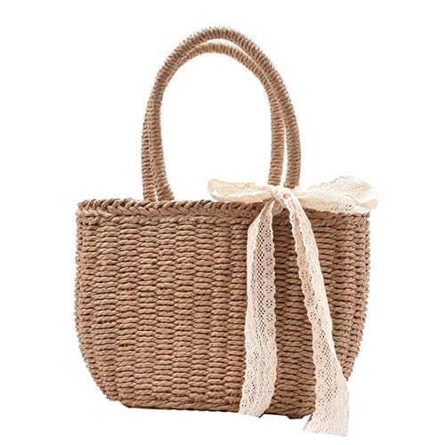 perfeclan Damen Strohtasche Gewebte Tasche Sommer Strand Leichte Handtasche Gewebte Geldbörse Handgewebt von Perfeclan