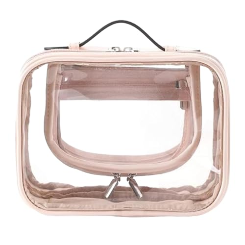 perfeclan Durchsichtige Make-up-Tasche, transparente Aufbewahrungstasche für den täglichen Gebrauch, Geschäftsreisen, Damen und Herren, ROSA von Perfeclan