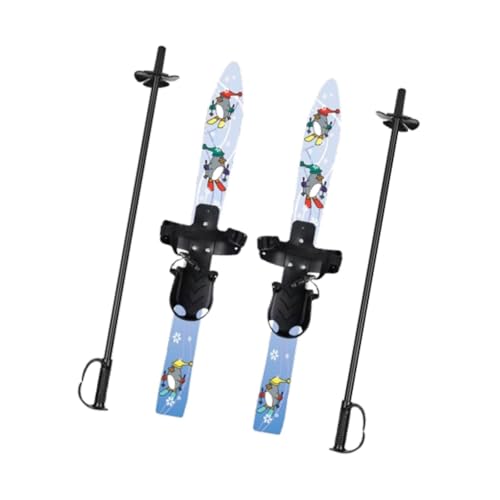 perfeclan Snowblades Kurzski für Schnee mit Skistöcken Outdoor Wintersport Snowboard Skifahren Board mit Bindungen Jungen Mädchen Skiblades , Pinguin von Perfeclan