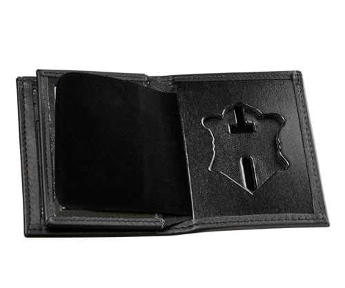 Hidden Badge Bifold Wallet Massachusetts State Police MSP Badge and ID Case (Cutout PF-173) Black Leather, Schwarz von Perfect Fit Shield Wallets