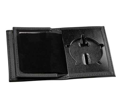 Perfekte Passform, verstecktes Abzeichen, Faltbörse, County Sheriff's Office, Polizei, Ausweishülle und Ausweishülle, verstecktes Ausweishülle (Ausschnitt PF-745), schwarzes Leder, Schwarz von Perfect Fit Shield Wallets