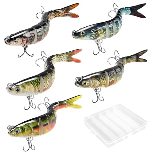PerfektSIS Kunstköder 5Pcs Angelköder, Mehrgelenkige Köder, Fische Angeln Set für Zander Barsch Forellen Wobbler Swimbait, Süßwasser Salzwasser Angelzubehör PerfektSIS Kunstköder 5Pcs Angelköder, Mehrgelenkige Köder, Fische Angeln Set für Zander Barsch Forellen Wobbler Swimbait, Süßwasser Salzwasser Angelzubehör von PerfektSIS