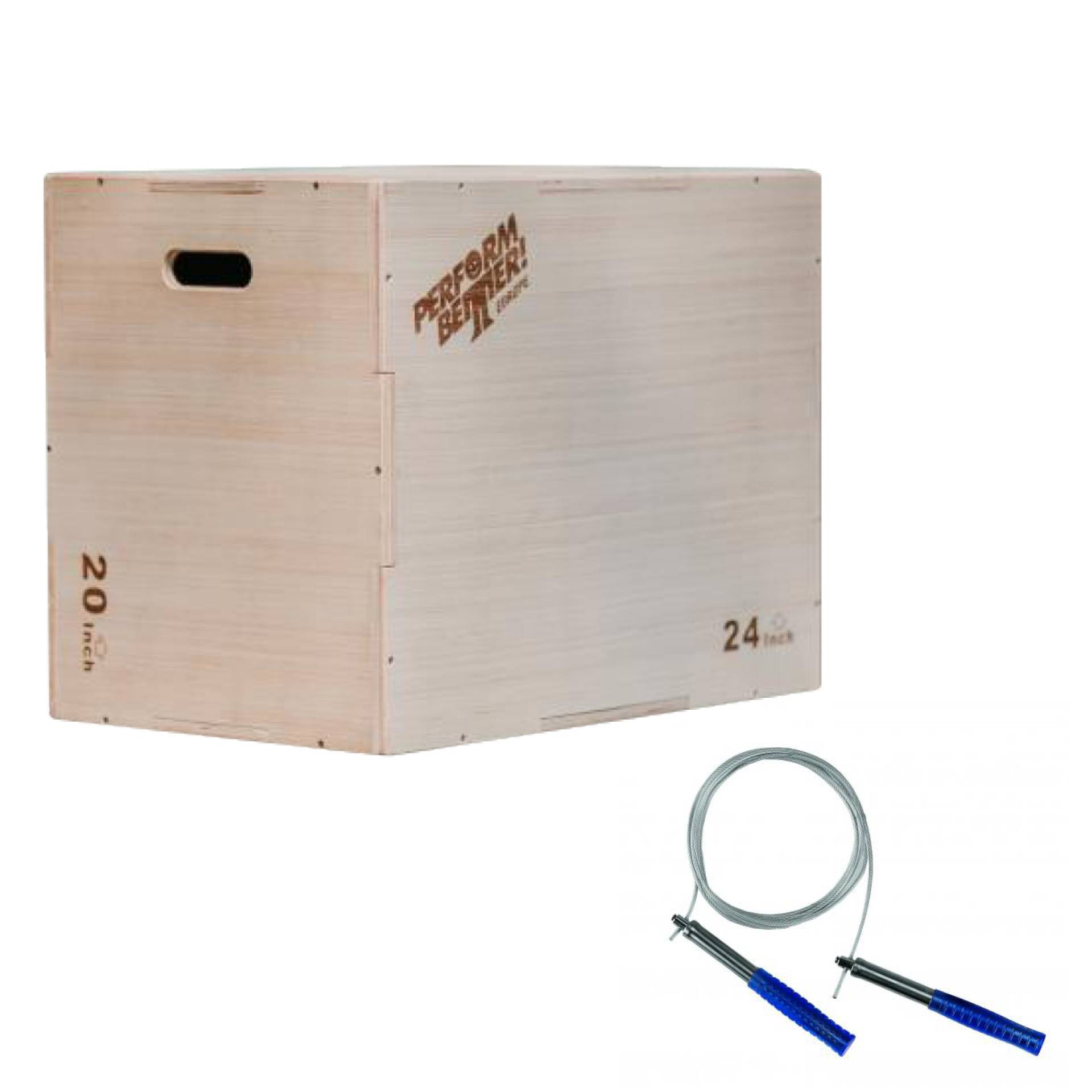 PB Holz Plyo Box + First Place Speed Rope Ultra (Set) von Perform Better