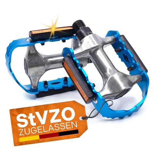 Trekking Pedale mit Reflektor nach StVZO aus Alu Anti-Rutsch Fahrradpedal Paar 9/16 Zoll Gewinde für Mountainbike/E-Bike/Trekking Bike Fahrrad Pedal Aluminium Fahrradpedale + Pedalreflektoren Blau Trekking Pedale mit Reflektor nach StVZO aus Alu Anti-Rutsch Fahrradpedal Paar 9/16 Zoll Gewinde für Mountainbike/E-Bike/Trekking Bike Fahrrad Pedal Aluminium Fahrradpedale + Pedalreflektoren Blau von LOEVELOSI
