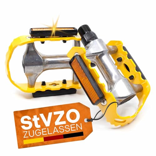 Trekking Pedale mit Reflektor nach StVZO aus Alu Anti-Rutsch Fahrradpedal Paar 9/16 Zoll Gewinde für Mountainbike/E-Bike/Trekking Bike Fahrrad Pedal Aluminium Fahrradpedale + Pedalreflektoren Gelb Trekking Pedale mit Reflektor nach StVZO aus Alu Anti-Rutsch Fahrradpedal Paar 9/16 Zoll Gewinde für Mountainbike/E-Bike/Trekking Bike Fahrrad Pedal Aluminium Fahrradpedale + Pedalreflektoren Gelb von LOEVELOSI
