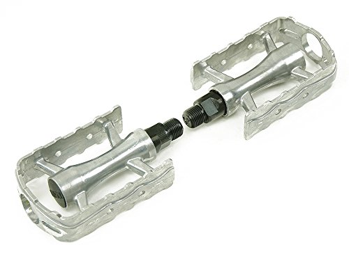 Silberne Pedale aus Aluminium mit gezackter Trittfläche 9/16 Zoll Pedalgewinde Fahrrad Pedal Paar für Retro City Bike Trekking Rechts + Links Silberne Pedale aus Aluminium mit gezackter Trittfläche 9/16 Zoll Pedalgewinde Fahrrad Pedal Paar für Retro City Bike Trekking Rechts + Links von LOEVELOSI