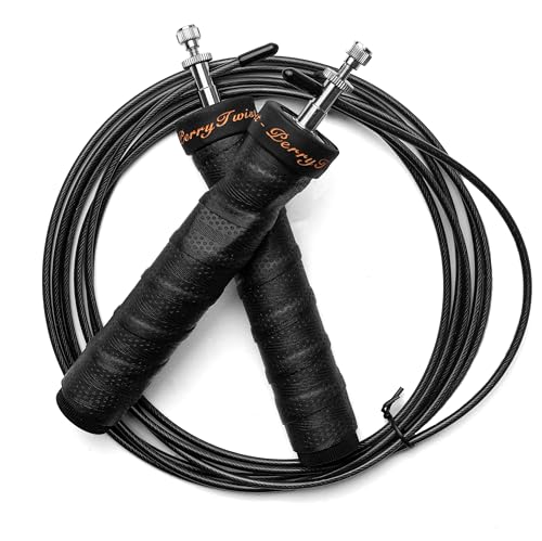 Springseil für Erwachsene, Fitness Sprungseil mit verstellbaren Stahlseilen, Fitness Zubehör mit Anti-Rutsch Griffe - Profi Speed Rope für Sport wie Boxen und MMA von PERRY TWIST von Perry Twist