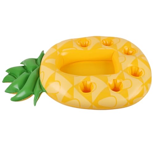 Aufblasbare Fahren, Getränkeschwimmer für Pool, Ananas aufblasbare Getränkehalter, 33,5 x 21.7 PVC-Schwimmbad mit Tassenhaltern, tragbarer schwimmender Getränkehalter für den Pool von Pesoncarl