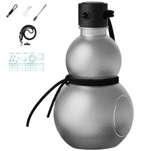 Kürbiswasserflasche mit Deckel 900 ml Hermetische Sportkürbisflasche tragbare Reiseblasche für Fitnessstudio Kreatives Retro -Wasserbecher Kürbisstil Getränkehalter für Wasser, Wein, Tee (Silber) von Pesoncarl