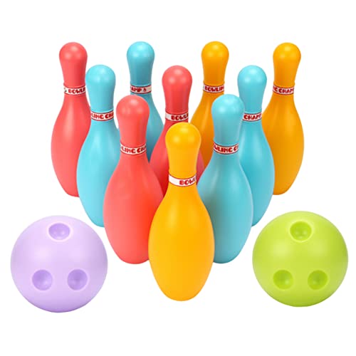 Pesoncarl Kid Bowling Set Indoor Outdoor Bowlingspiele für Kid Plastik Bowling Spielzeug 10pins 2 Bälle für Kinder Early Educational Toy S, Bowling Stifte von Pesoncarl
