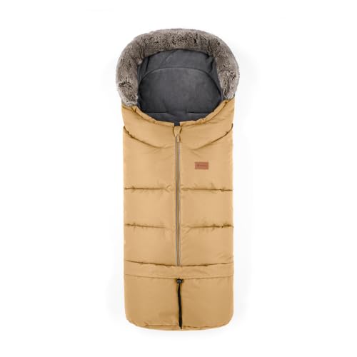 Petite&Mars Schlafsack für Kinderwagen Fusak 4v1 Arctic * Fußsack * Winterschlafsack für Kinderwagen, Buggy und Autositz * Warrm * Wasserdicht * Winddicht (Elegant Caramel) von Petite&Mars