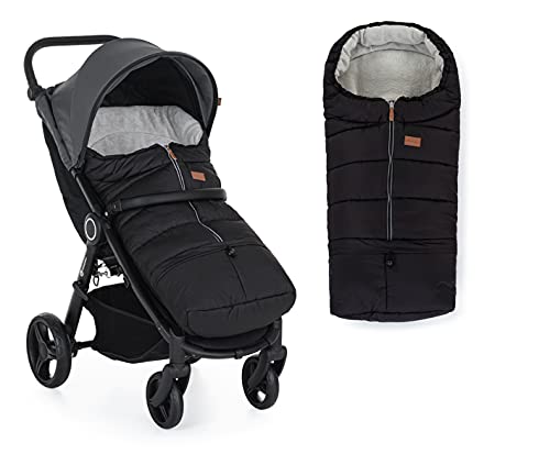 Petite&Mars Schlafsack für Kinderwagen JIBOT * Fußsack * Winterschlafsack für Kinderwagen, Buggy und Autositz * Warrm * Wasserdicht * Winddicht (Ink Black) von Petite&Mars