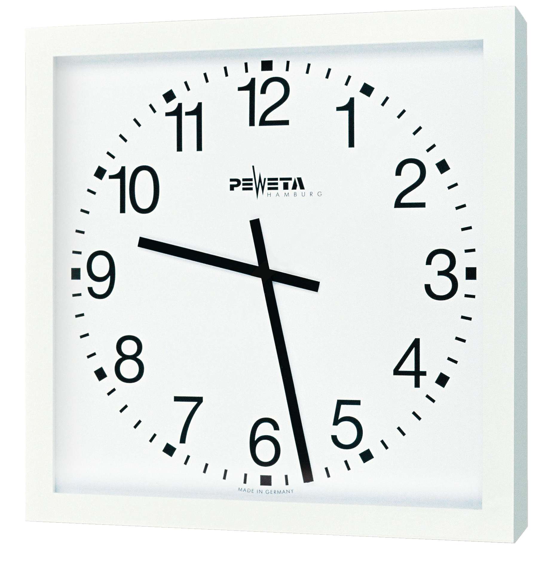 Peweta Funk-Wanduhr "50x50", Batteriebetrieb, Zifferblatt DIN-Balken von Peweta