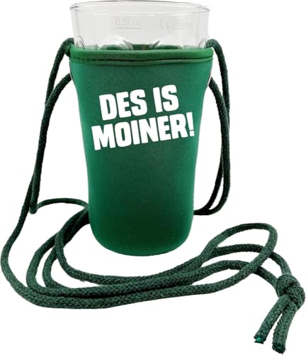 des is MOINER! Dubbeglashalter - Der Pfälzer Schorlehalter zum umhängen, passend für 0,5 L Dubbeglas aus der Pfalz (Grün) von Pfalz Schorle Edition