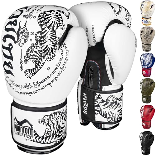 Phantom Athletics Boxhandschuhe Männer - Muay Thai | MMA und Kickbox | 10-16oz Boxing Gloves für Kampfsport | Box Handschuhe Herren, Damen und Kinder (Muay Thai - Weiß, 12 Oz) von Phantom Athletics