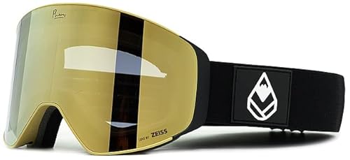 Phieres PH-12sixty - Snowboardbrille für Herren und Damen mit UV400 Schutz und Anti Nebel Linse in Schwarz/Gold von Phieres