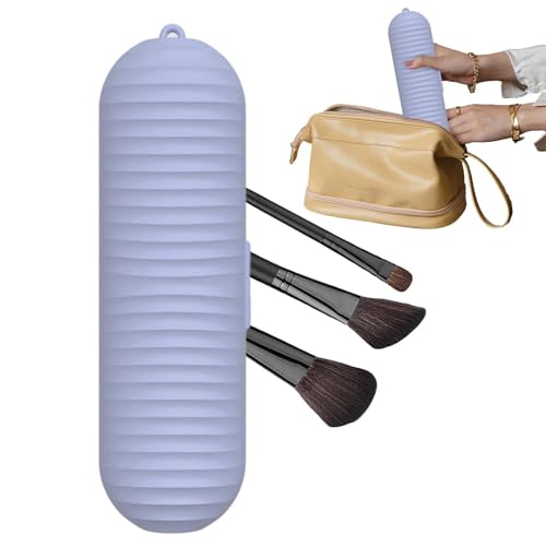 PhnkjGh Make-up-Pinselhalter-Tasche, Make-up-Pinselhalter-Organizer für Reisen - Großes Reise-Make-up-Pinsel-Etui | Silikon-Make-up-Pinselhalter-Tasche mit Anti-Fall-Schnappverschluss für von PhnkjGh