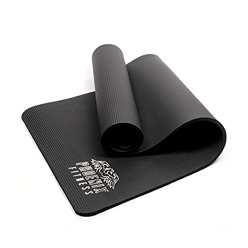 Phoenix Fitness RY1068 Übung NBR Fitness Yoga Matte - Doppelseitige rutschfeste Bodenmatte mit hoher Dichte - 180 x 60 cm - 12 mm Dicke, Grau von Phoenix Fitness
