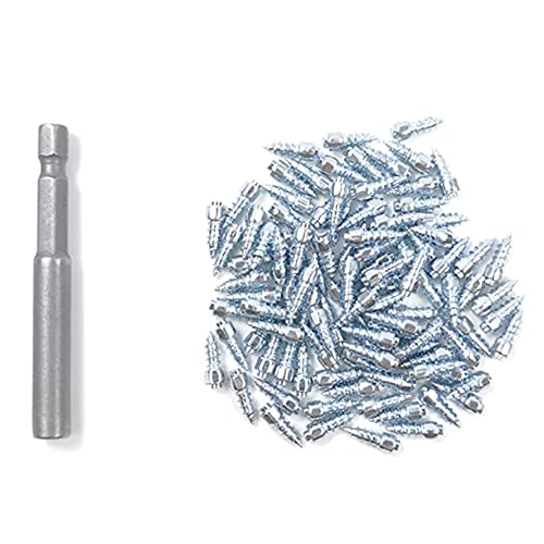 Phyachelo 100 StüCk Spikes für Reifen Universal Roller Rad Reifen Schnee Spikes Studs Reifen Anti-Rutsch Schraube Stud Trim 4X9Mm von Phyachelo