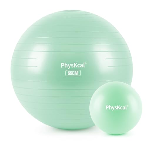 PhysKcal 55cm Light Turquoise Dicker Gymnastikball und 23 cm Pilatesball Set, Anti Burst Gymnastikball, Anti-Rutsch-Sitzball, Balanceball, Yogaball für Zuhause, Fitnessstudio und Büro PhysKcal 55cm Light Turquoise Dicker Gymnastikball und 23 cm Pilatesball Set, Anti Burst Gymnastikball, Anti-Rutsch-Sitzball, Balanceball, Yogaball für Zuhause, Fitnessstudio und Büro von PhysKcal