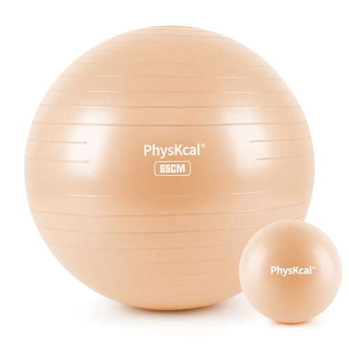 PhysKcal 65cm Beige Dicker Gymnastikball und 23 cm Pilatesball Set, Anti Burst Gymnastikball, Anti-Rutsch-Sitzball, Balanceball, Yogaball für Zuhause, Fitnessstudio und Büro PhysKcal 65cm Beige Dicker Gymnastikball und 23 cm Pilatesball Set, Anti Burst Gymnastikball, Anti-Rutsch-Sitzball, Balanceball, Yogaball für Zuhause, Fitnessstudio und Büro von PhysKcal