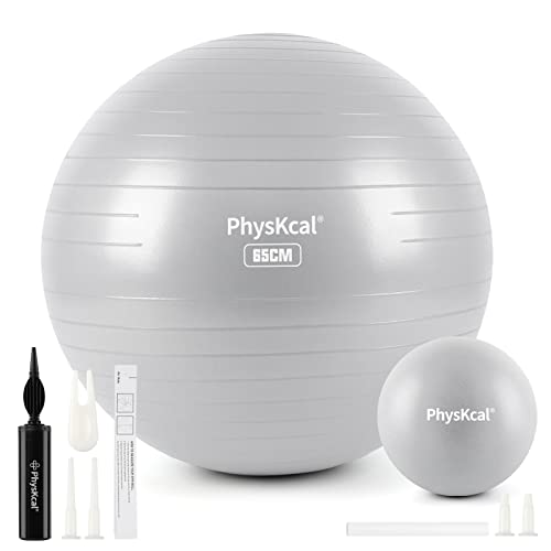 PhysKcal 65cm Grey Dicker Gymnastikball und 23 cm Pilatesball Set, Anti Burst Gymnastikball, Anti-Rutsch-Sitzball, Balanceball, Yogaball für Zuhause, Fitnessstudio und Büro PhysKcal 65cm Grey Dicker Gymnastikball und 23 cm Pilatesball Set, Anti Burst Gymnastikball, Anti-Rutsch-Sitzball, Balanceball, Yogaball für Zuhause, Fitnessstudio und Büro von PhysKcal
