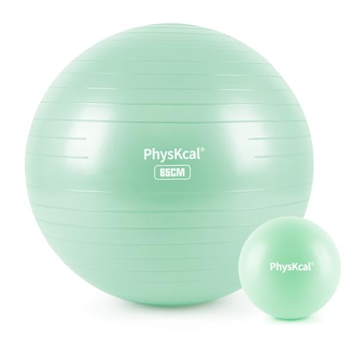 PhysKcal 65cm Light Turquoise Dicker Gymnastikball und 23 cm Pilatesball Set, Anti Burst Gymnastikball, Anti-Rutsch-Sitzball, Balanceball, Yogaball für Zuhause, Fitnessstudio und Büro PhysKcal 65cm Light Turquoise Dicker Gymnastikball und 23 cm Pilatesball Set, Anti Burst Gymnastikball, Anti-Rutsch-Sitzball, Balanceball, Yogaball für Zuhause, Fitnessstudio und Büro von PhysKcal